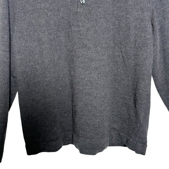 BR BANANA REPUBLIC Mens Large Gray 100% Merino Fine Wool Henley Sweater Polo - Picture 5 of 8